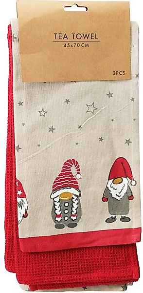 GESCHIRRTUCH 2er Set Weihnachten ca. 45 x 70 cm Rot, Beige günstig online kaufen