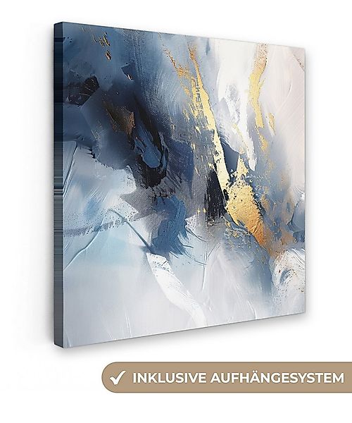 OneMillionCanvasses® Leinwandbild Blau - Modern - Marmor - Abstrakt - Gold, günstig online kaufen