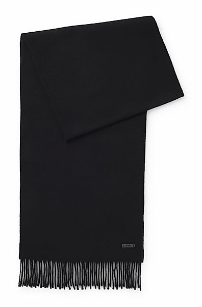 BOSS Wollschal "Naster 35*180", mit gedrehten Fransen 100% Wolle Lederlabel günstig online kaufen