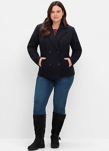 Sheego Allwetterjacke Kurzjacke Langarm in Caban-Form, mit Wollanteil günstig online kaufen