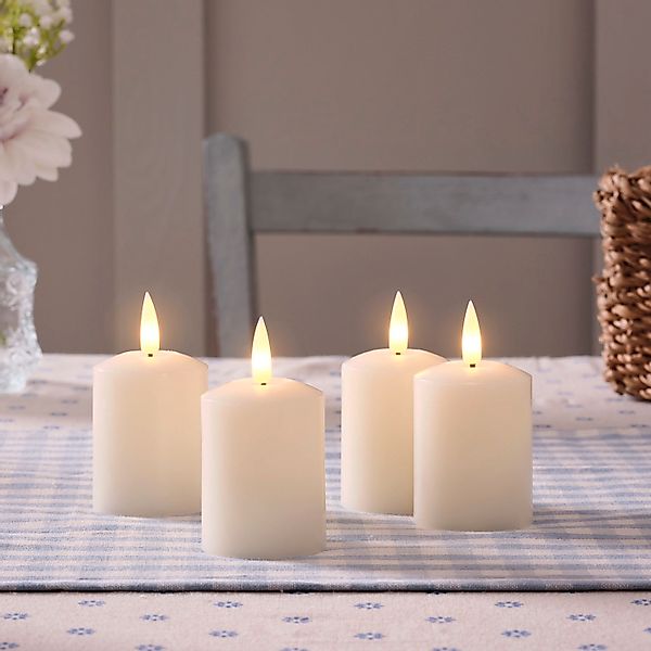 4er Set TruGlow® LED Votivkerzen Echtwachs elfenbeinfarben wiederaufladbar günstig online kaufen