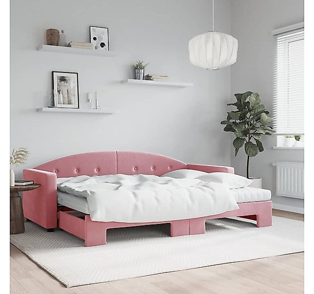 vidaXL Bett, Tagesbett Ausziehbar mit Matratzen Rosa 80x200 cm Samt günstig online kaufen