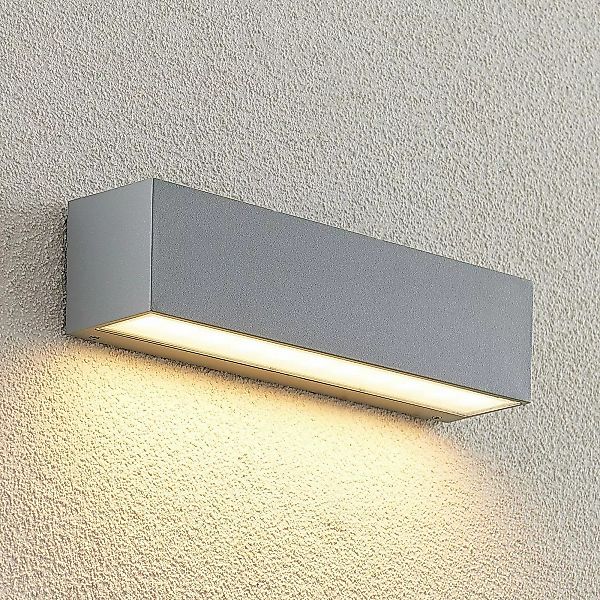 Lucande LED-Außenwandlampe Lengo, 25cm, silber, down, 3.000K günstig online kaufen