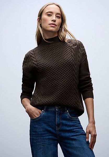 STREET ONE Stehkragenpullover mit Strickmuster günstig online kaufen