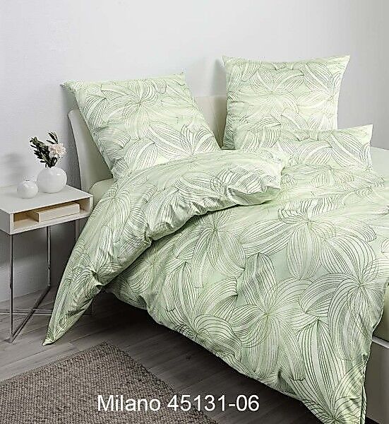 Janine Janine Mako-Satin Bettwäsche MILANO 45131 grün Größe:  135x200 cm + günstig online kaufen