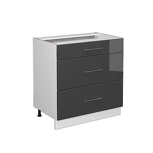 Vicco Badschrank Fame-Line Anthrazit Hochglanz/Weiß 80 x 82 cm mit 3 Schubl günstig online kaufen