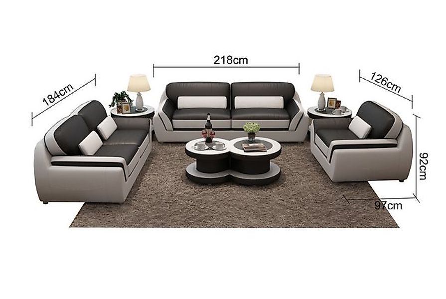 JVmoebel Sofa Ledersofa Couch Sofagarnitur Neu 3+2 Sitzer Garnitur Design M günstig online kaufen