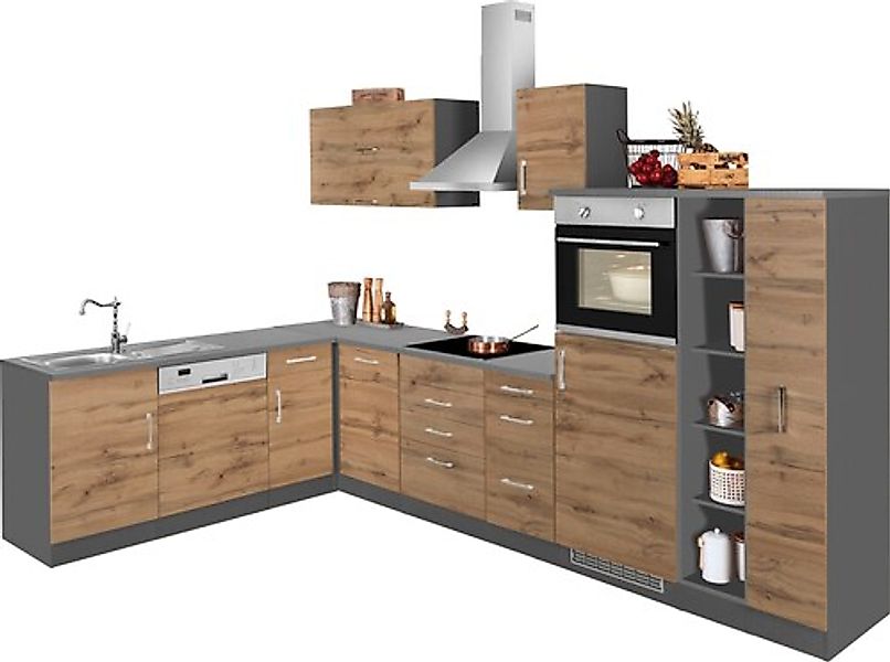 KOCHSTATION Winkelküche »KS-Colmar«, mit E-Geräten, Stellbreite 210/330 cm günstig online kaufen
