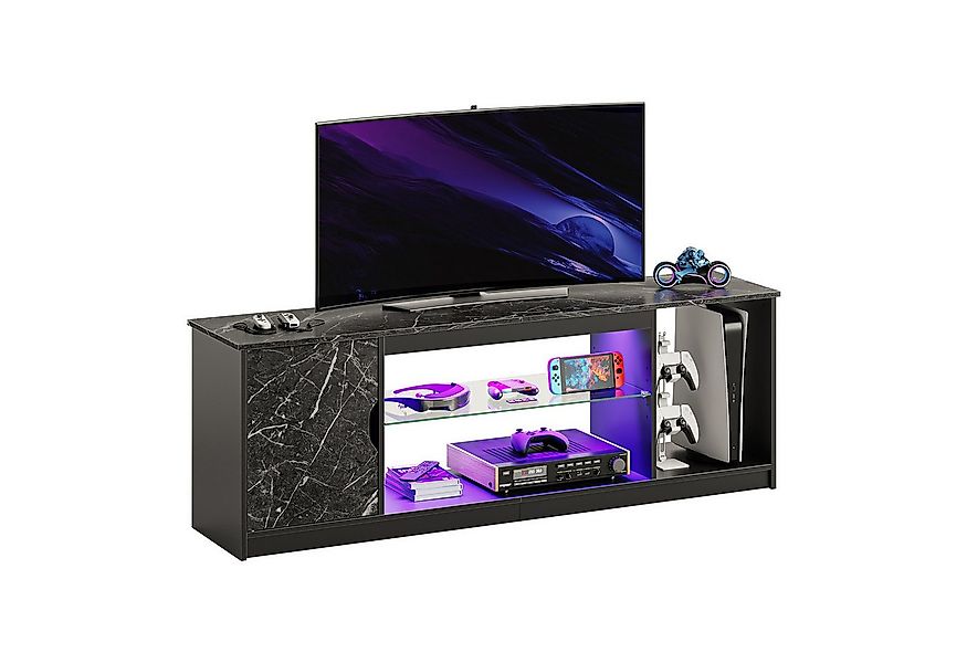Bestier TV-Schrank Lowboard für 65 Zoll & kleinere TVs, 144.8 x 35 x 52 cm, günstig online kaufen