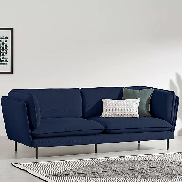 Wes 3-Sitzer Sofa, Mikrokordsamt in Mitternachtsblau - MADE.com günstig online kaufen