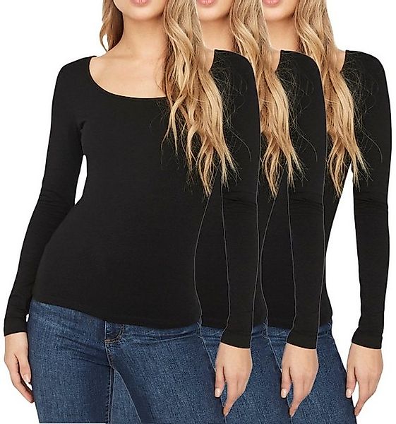 Vero Moda Langarmshirt (3er-Pack) Basic U-Neck günstig online kaufen