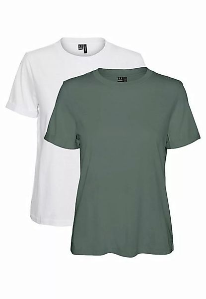 Vero Moda T-Shirt 2er Pack Basic T-Shirt VMPAULA (2-tlg) 5270 in Khaki-Grün günstig online kaufen