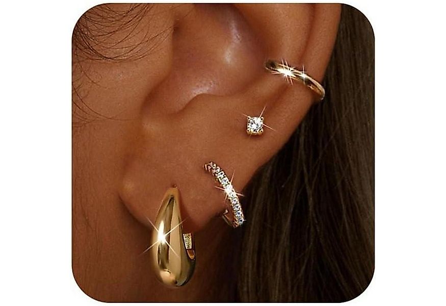 LuxusKollektion Ohrring-Set 4 Paar Damen Ohrringe Set Silber Gold Creolen O günstig online kaufen