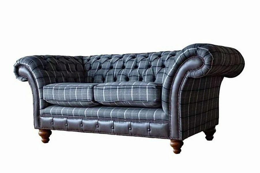 JVmoebel Sofa Designer Blauer Chesterfield Textil Luxus 2-Sitzer Stoff Couc günstig online kaufen