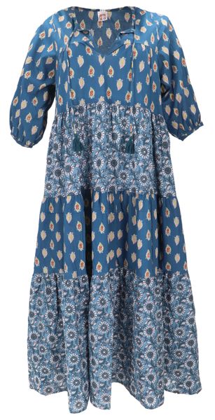 Guru-Shop Midikleid Boho Baumwoll Maxikleid, gestuftes günstig online kaufen