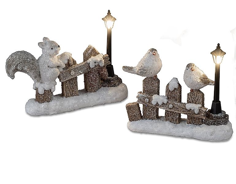 formano LED-Dekofigur Deko-Zaun mit Tierfiguren und LED-Laterne 17 cm Batte günstig online kaufen