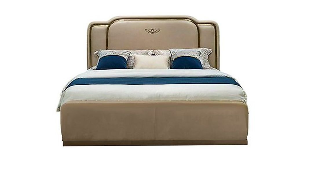 JVmoebel Bett Hotelbett Betten Polster Metall Leder Schlafzimmer XXL Beige, günstig online kaufen