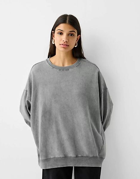 Bershka Oversize-Sweatshirt Damen L Grau günstig online kaufen