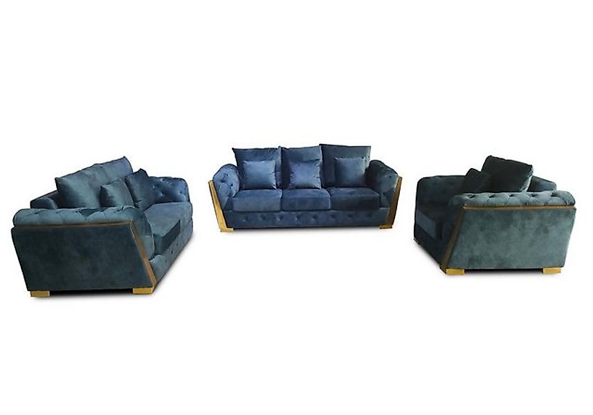 Xlmoebel Sofa Chesterfield-Sofa-Set 3+2+1 aus Stoff - 3-teiliges Couch-Ense günstig online kaufen