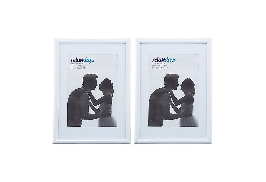 relaxdays Bilderrahmen 2er Set 13 x 18 cm, weiß günstig online kaufen