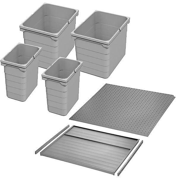 Ninka Abfalltrennsystem Eins2vier KB 600 mm 2x 7L 2x 15L Alugrau für Seiten günstig online kaufen