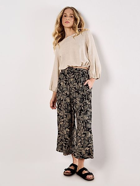 Apricot Culotte Batik Leaf Belted Culotte, günstig online kaufen