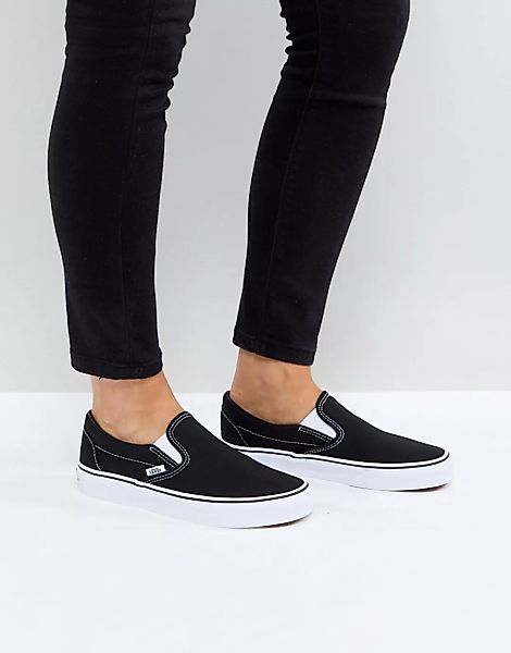 Vans Classic – Sneaker zum Hineinschlüpfen in Schwarz und Weiß günstig online kaufen