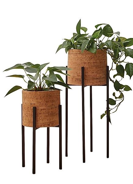 Dekoleidenschaft Blumentopf "Kork" mit Metallgestell, schwarz und Pflanztop günstig online kaufen