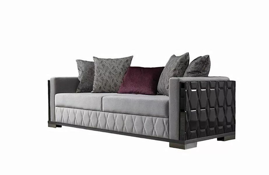 JVmoebel 3-Sitzer Luxus Sofa Dreisitzer 3 Sitz Sofas Grau Wohnzimmer Couch günstig online kaufen