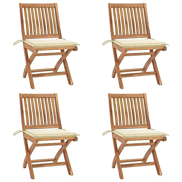 vidaXL Klappbare Gartenstühle mit Kissen 4 Stk Massivholz Teak 3072809 günstig online kaufen