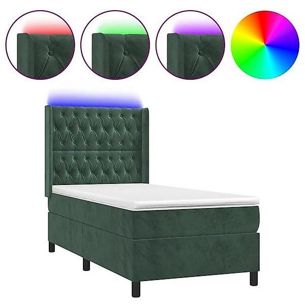 vidaXL Boxspringbett Boxspringbett mit Matratze LED Dunkelgrün 90x200 cm Sa günstig online kaufen