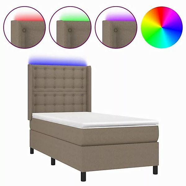 vidaXL Boxspringbett Boxspringbett mit Matratze LED Taupe 100x200 cm Stoff günstig online kaufen