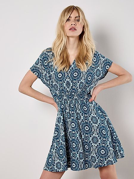 Apricot Minikleid Batik Print Minikleid, (Gürtel günstig online kaufen