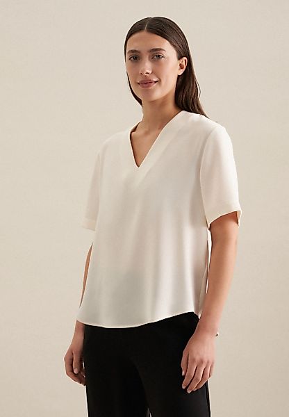 seidensticker Shirtbluse "Schwarze Rose", Kurzarm V-Neck Uni günstig online kaufen