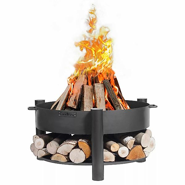 CookKing Feuerschale Stahl Montana Inkl. Holzlager Ø 80 cm x 45 cm Schwarz günstig online kaufen