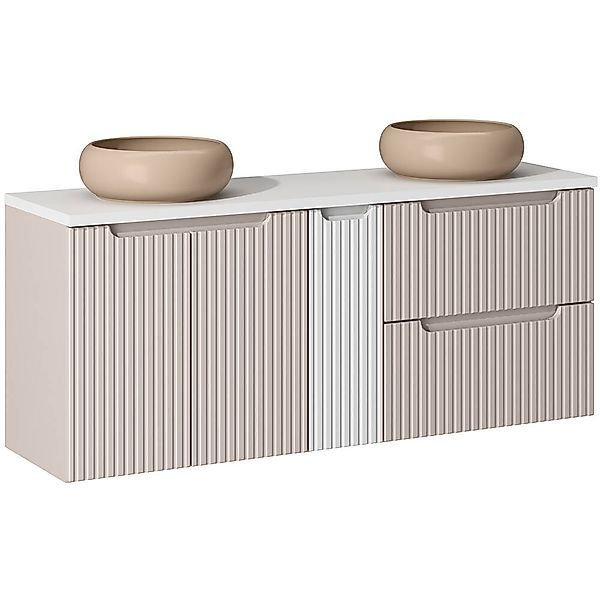 Waschtisch 140cm mit Keramikwaschbecken, kaschmir und weiß, NEWPORT-56-CASH günstig online kaufen