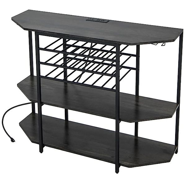 Costway Weinregal 3 Ebenen 21 Flaschen Grau 120 x 40 x 92 cm günstig online kaufen