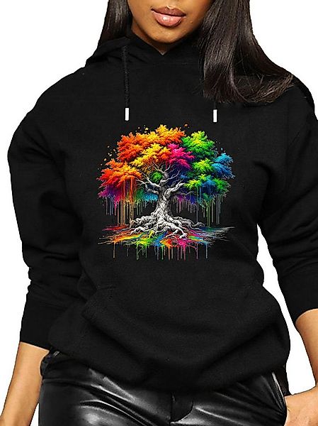 RMK Hoodie Damen Kapuzenpullover Pulli mit Kapuze Baum Wurzel mit Baumwolle günstig online kaufen
