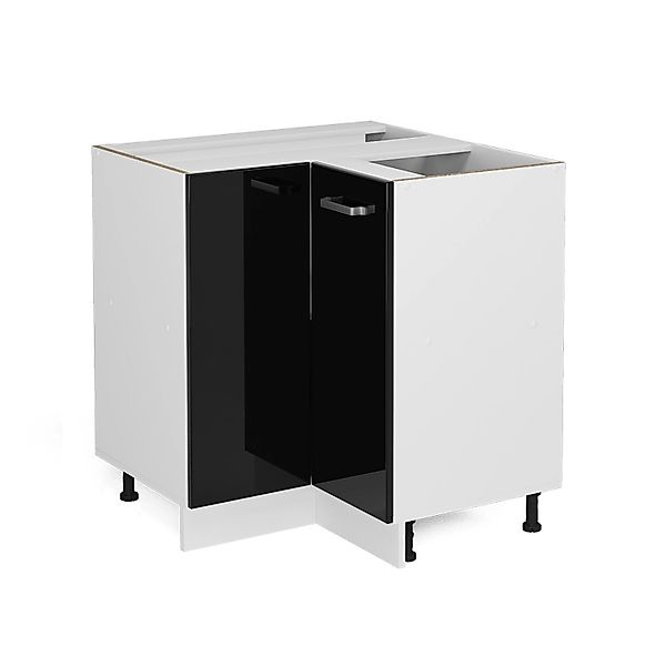 Vicco Eckunterschrank R-Line Schwarz Hochglanz/Weiß 76 cm AP Eiche günstig online kaufen