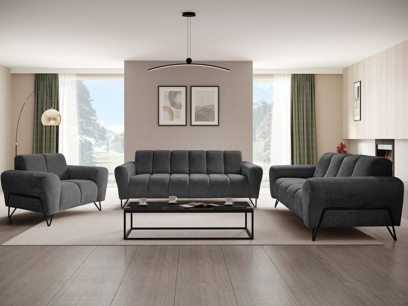 Beautysofa Polstergarnitur mit Metallbeine in schwarzer günstig online kaufen