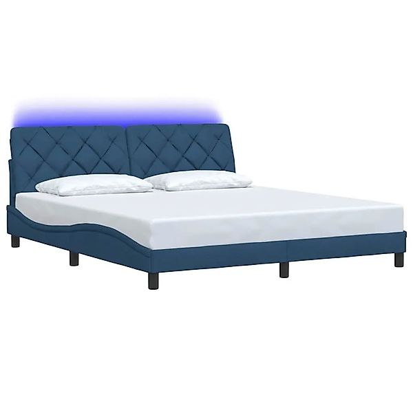 vidaXL Bettgestell mit LED Ohne Matratze Blau 180x200 cm Stoff 3310691 günstig online kaufen