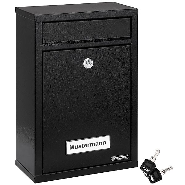 monzana Wandbriefkasten, Schwarz inkl. 2 Schlüssel günstig online kaufen