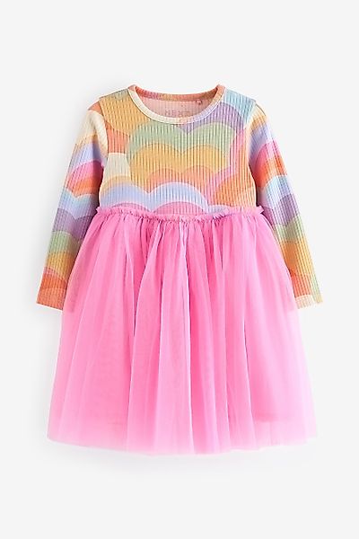 Next Tüllkleid Langärmeliges Kleid aus Netzstoff günstig online kaufen