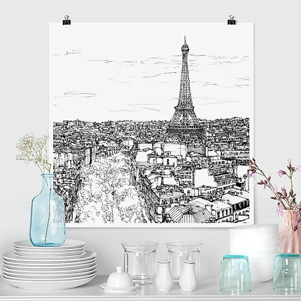 Poster - Quadrat Stadtstudie - Paris günstig online kaufen