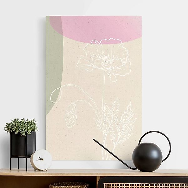 Leinwandbild auf Naturcanvas Lineart Blume mit Farbflächen III günstig online kaufen