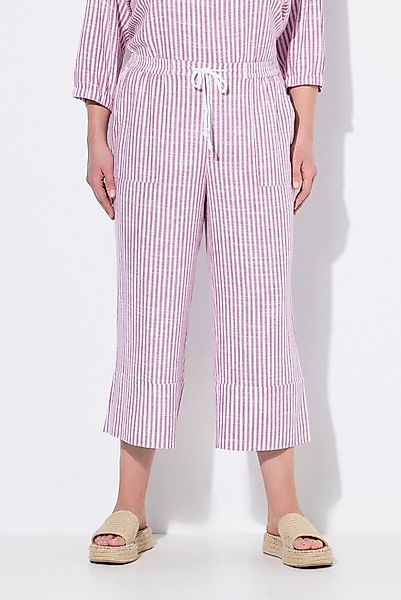 Ulla Popken Schlupfhose Leinenmix-Culotte Rose Streifen weites Bein günstig online kaufen