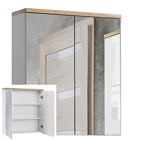 Lomadox Spiegelschrank SOLNA-56 60cm, weiß mit Wotaneiche, B x H x T ca. 60 günstig online kaufen