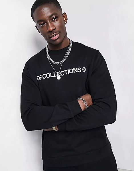 ASOS Dark Future – Sweatshirt in Schwarz mit Logoprint, Kombiteil günstig online kaufen