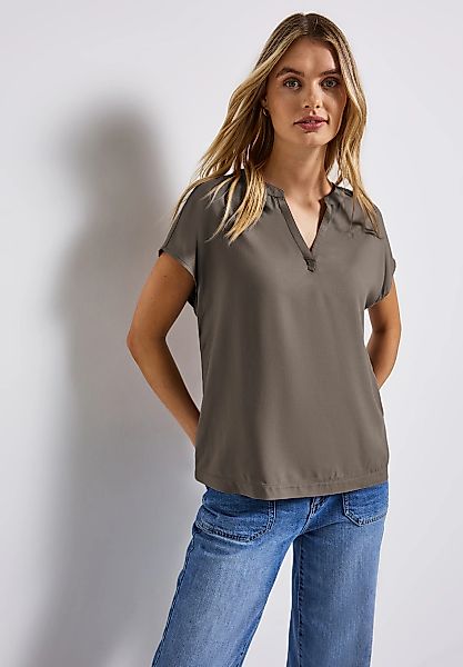 STREET ONE Kurzarmbluse, Split Neck günstig online kaufen
