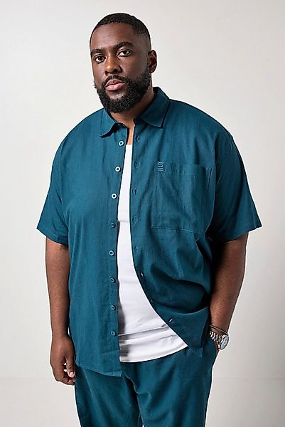 STHUGE Kurzarmhemd Leinenmix-Hemd Halbarm Boxy Fit Kentkragen günstig online kaufen